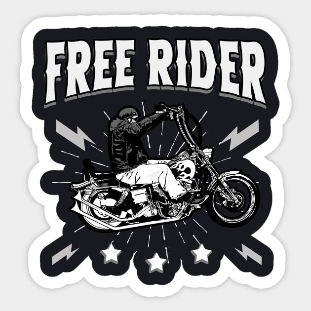 Free Rider vintage Motorbike Biker Gift Sticker by Foxxy Merch